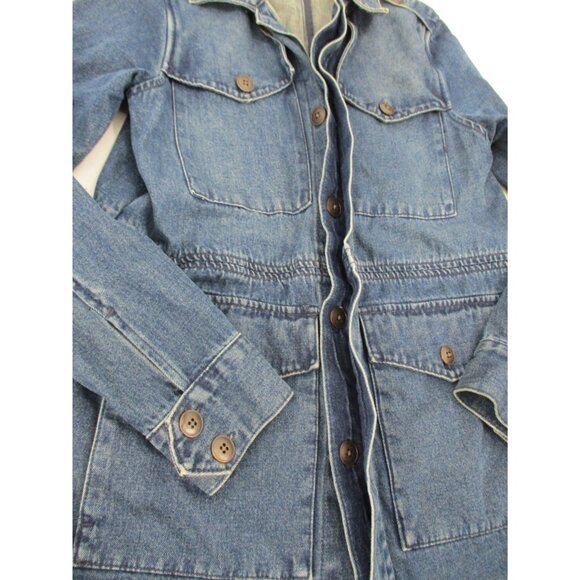 Anthropologie Unpublished Morgan Military Jacket Womens Size M Denim Utility - Picture 9 of 16